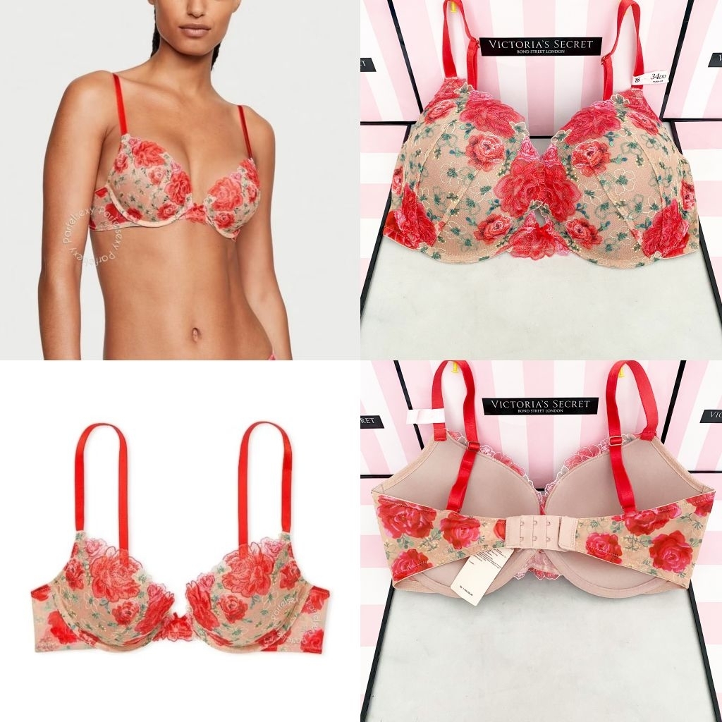 Victoria Secret Dream Angels Floral Embroidery Bra Push Up Level 3 34DD 11222047