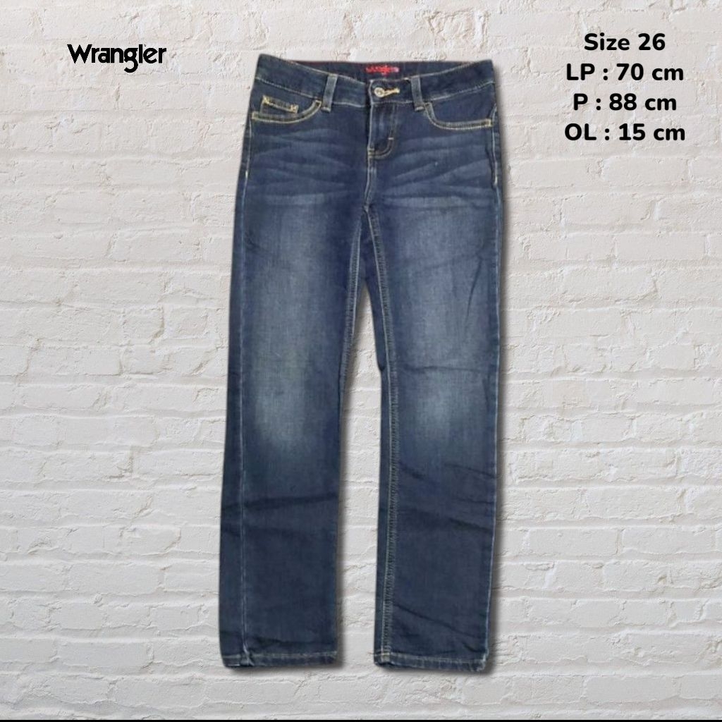 Size 26 Celana Panjang Jeans Wrangler Girl Blue Washed Fading Skinny fit Original Second Preloved #C