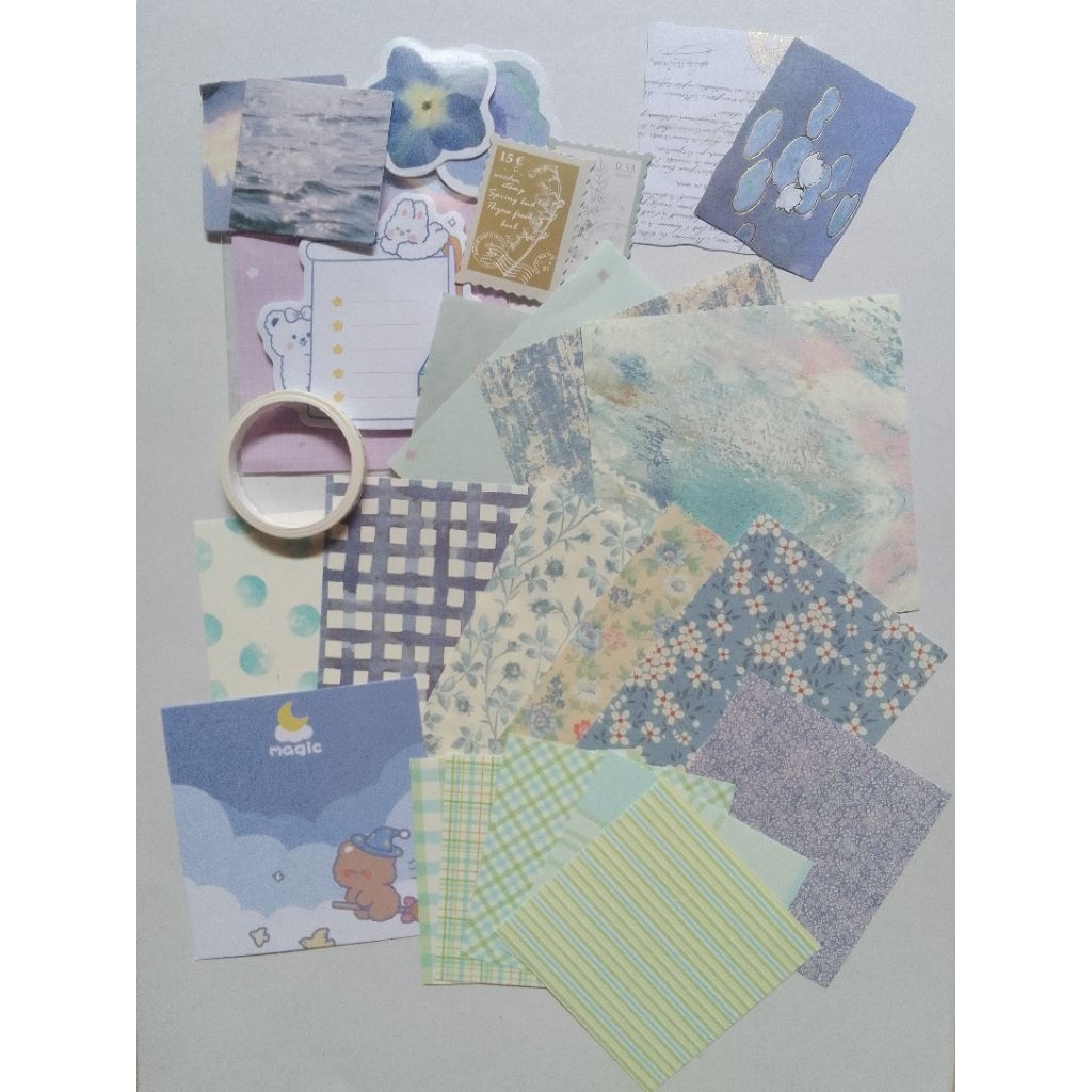

Jurnaling Kit Aesthetic Blue Series 27 pcs