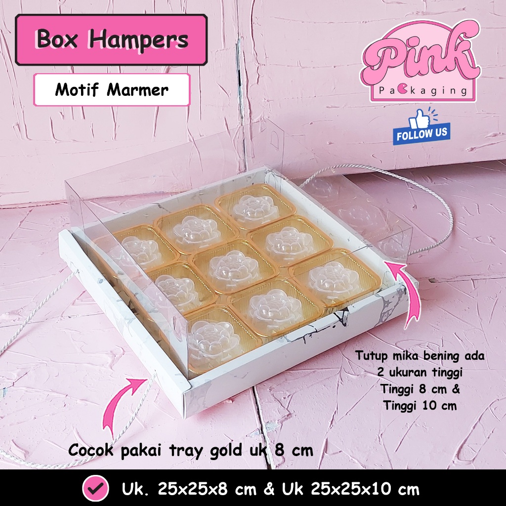 Box Hampers Mika Marmer 25x25x8 Dus Kue Tart Parcel Lebaran Imlek Natal Idul Fitri Dus Puding