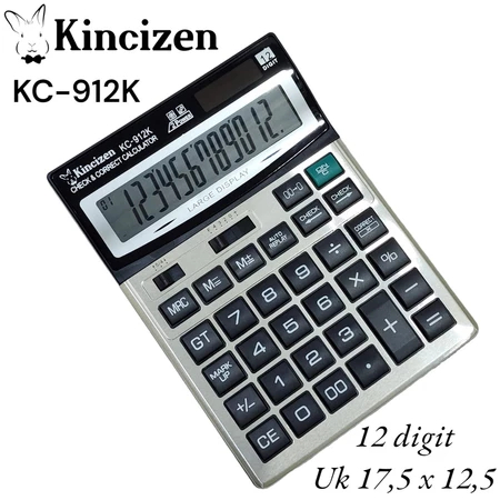 

Kalkulator Dagang Kincizen KC 912K 12 Digit Check & Correct Calculator Cek Ulang KC-912K Baterai AA