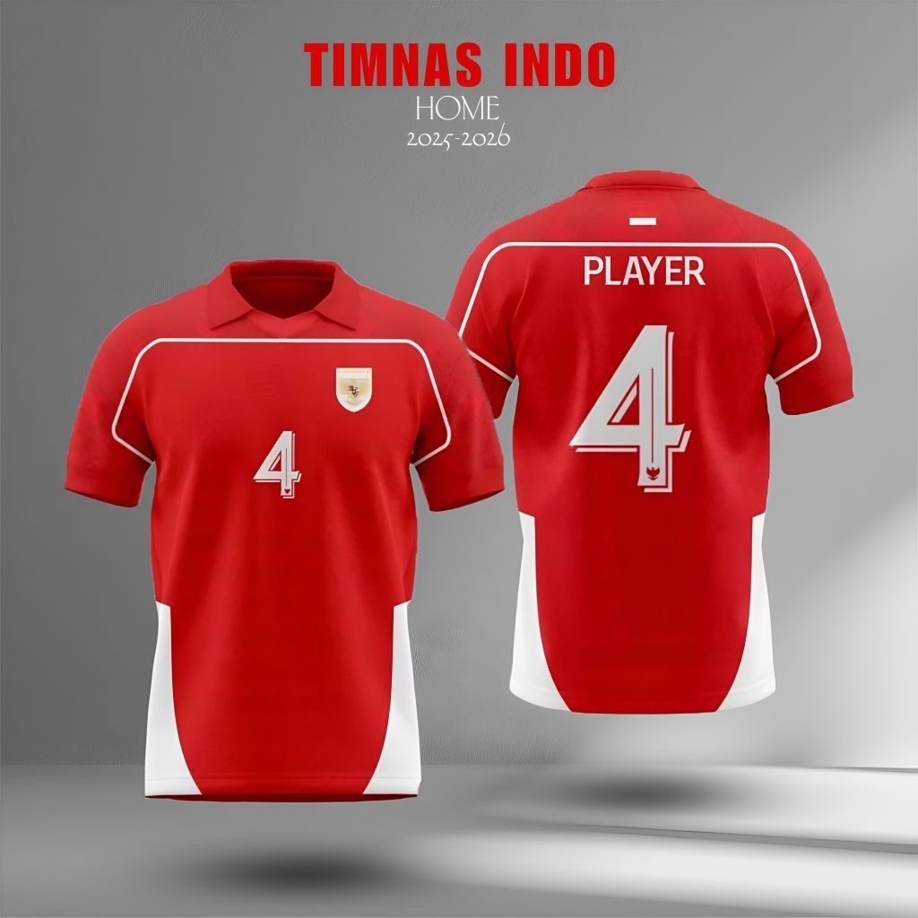 Jersey/Baju Bola Timnas lndonesia 2025-2026 Full Printing Gratis Custom Nama & Nomor Bahan Dry Fit M