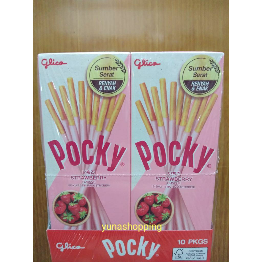 

Pocky biskuit stik rasa stroberi 1 pack isi 10 pc @21g
