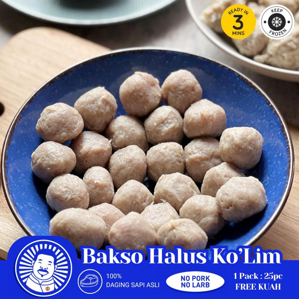 

BAKSO HALUS Homade FREE KUAH KALDU TULANG SAPI ASLI Special KO'LIM Frozen (1 PACK ISI 25 PCS)