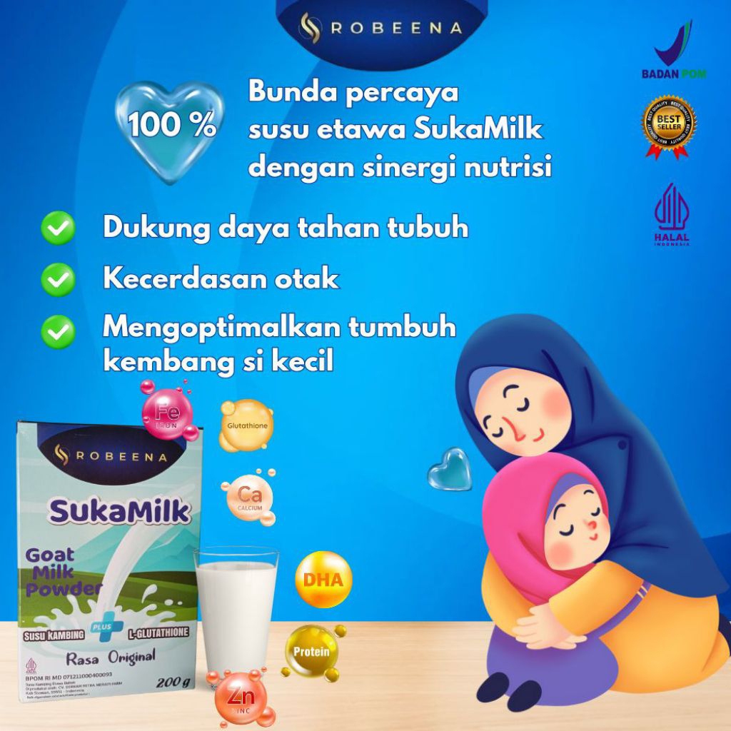 

Robeena Sukamilk Susu Kecerdasan dan Penambah Nafsu Makan Anak