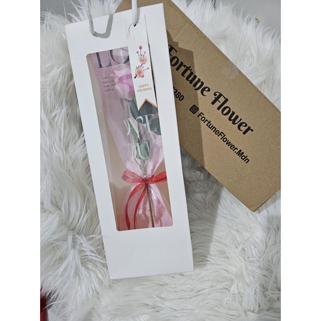 

mawar palsu 1 tangkai + paper bag + box