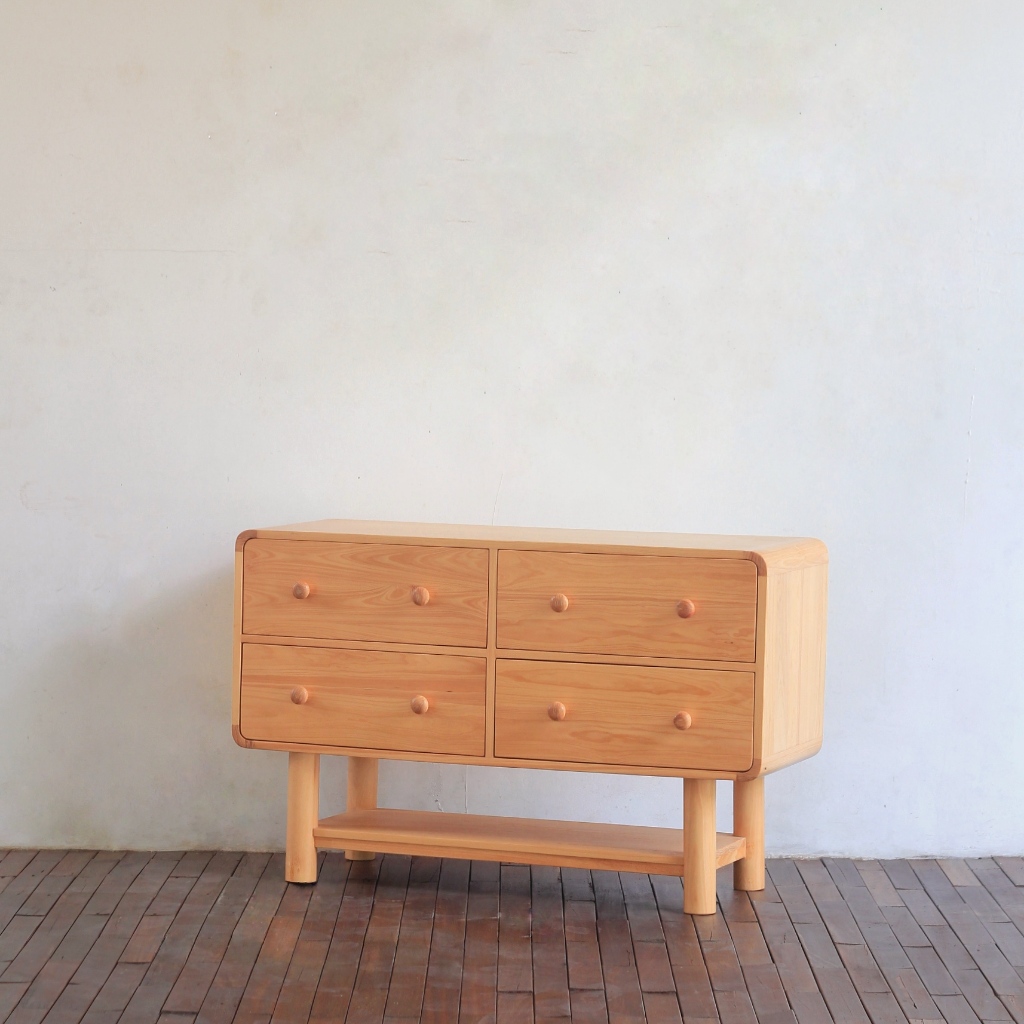 Uwitan Alano 2x2 Drawer - Kabinet Kayu Pinus Asli Solid Furniture Minimalis Aesthetic Ukuran Besar D