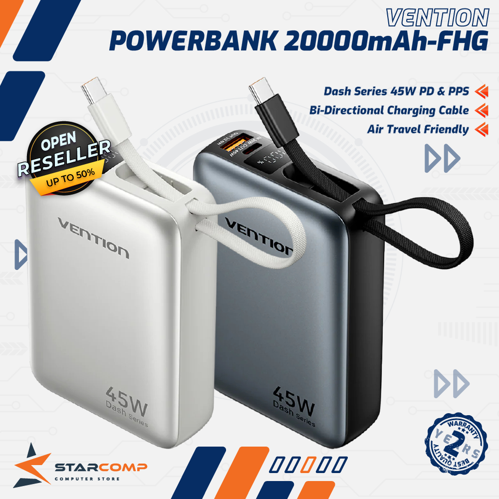 Vention Powerbank Dash Series 20000mAh 45W Built in Cable USB C/Lightning - FHG