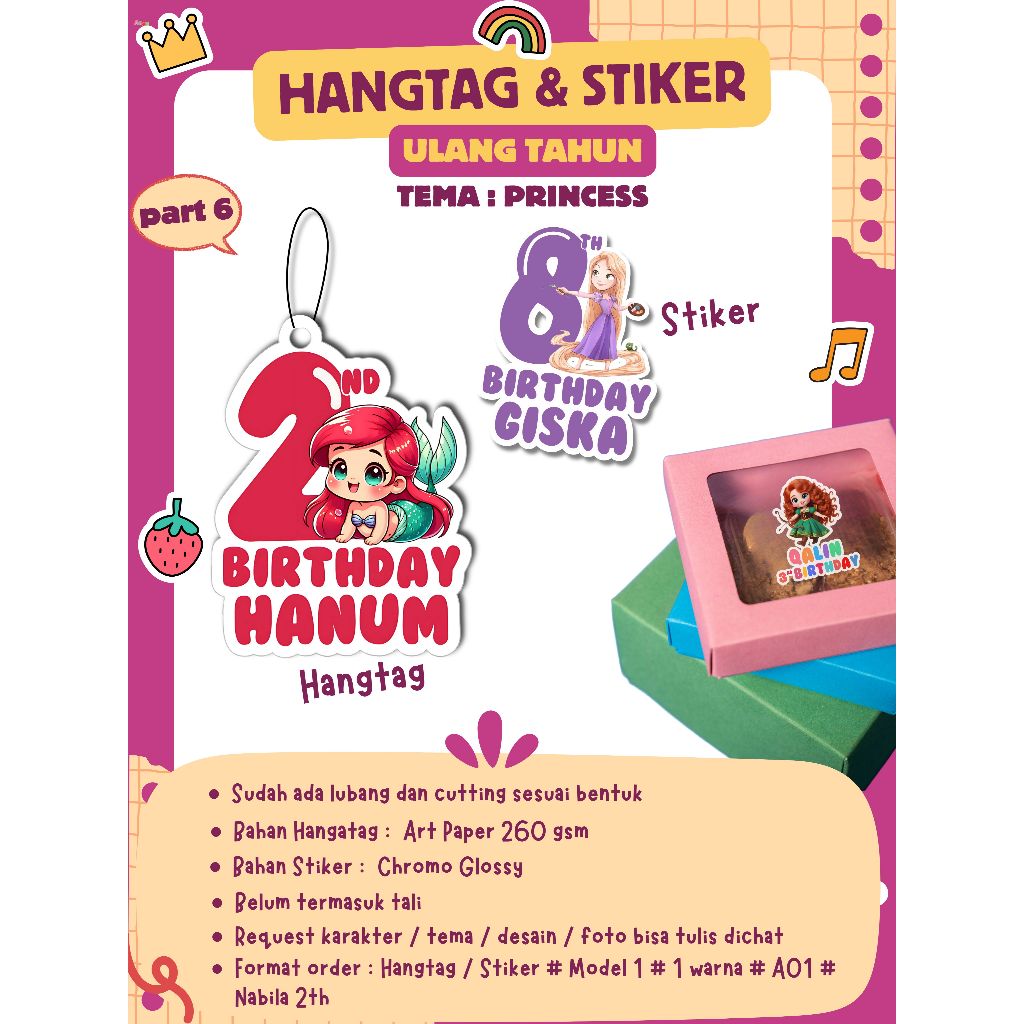 

(30pcs) STIKER ATAU HANGTAG LABEL TAG ULANG TAHUN BIRTHDAY PARTY KARAKTER LUCU AESTHETIC MURAH SOUVENIR HAMPERS SYUKURAN ULANG TAHUN PART 6 TEMA PRINCESS LUCU GEMOY