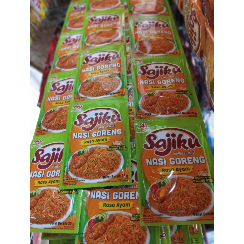 

Sajiku nasi goreng rasa ayam 20g 1 renteng 10 pcs