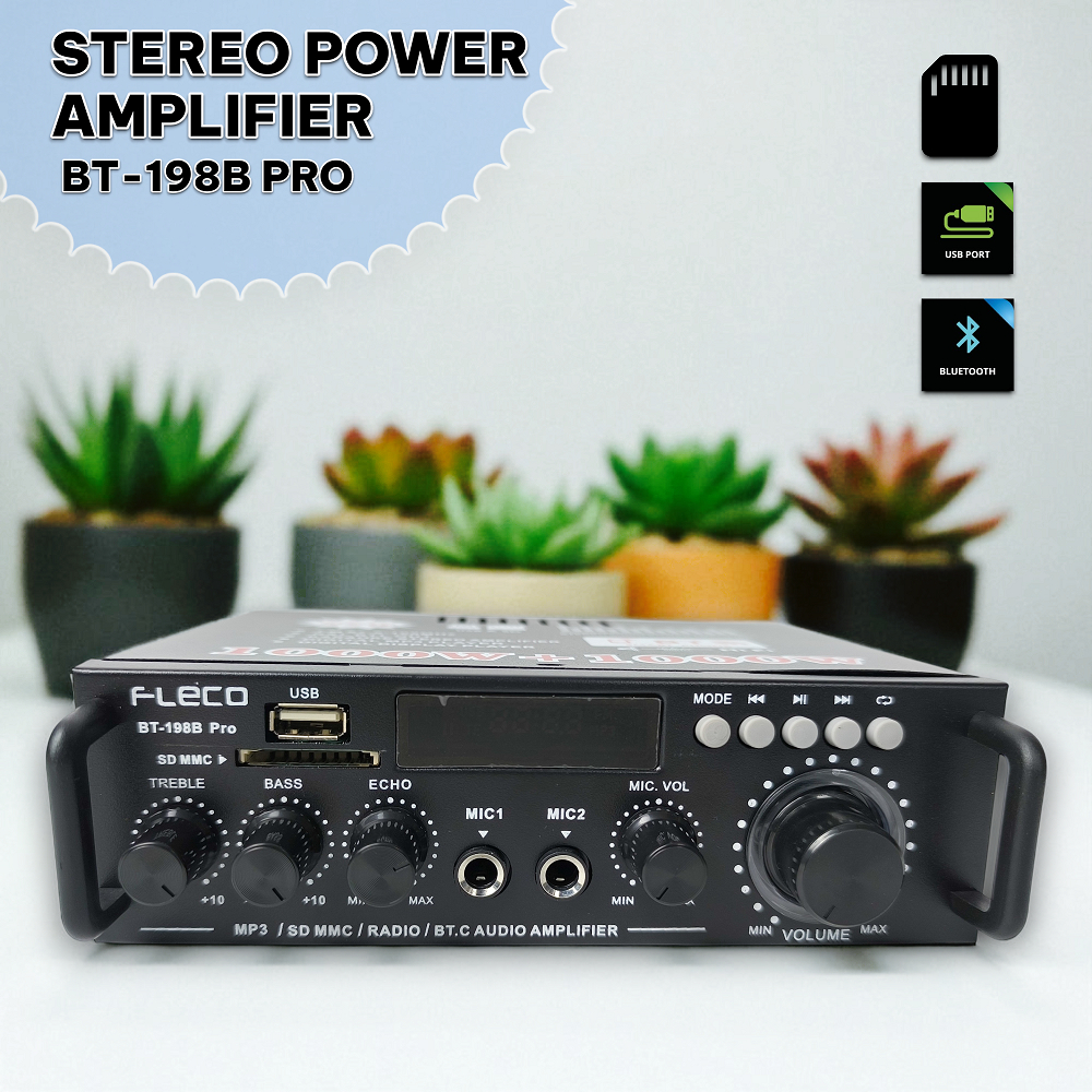 POWER AMPLIFIER FLECO BT-198B PRO/ AMPLIFIER BLUETOOTH / AMPLIFIER KARAOKE WIRELESS / FLECO