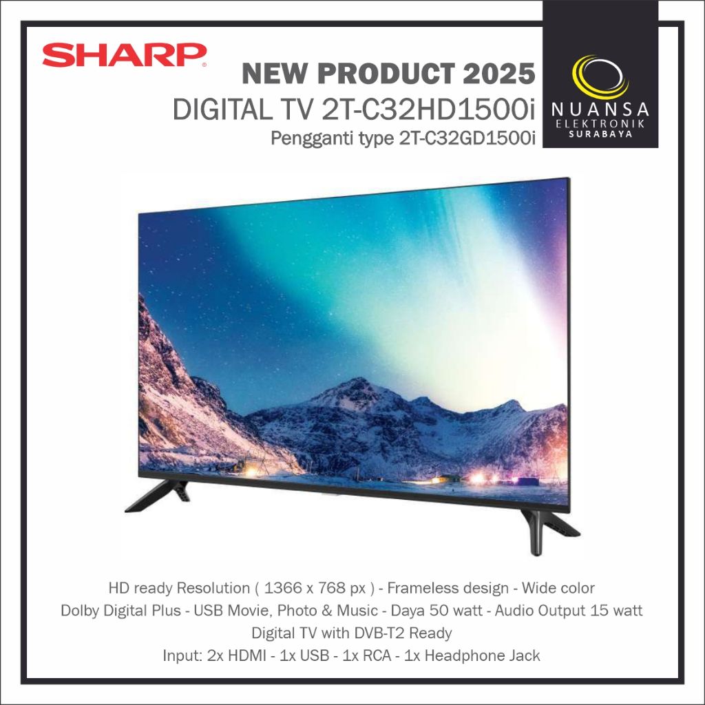 Digital TV SHARP 32 Inch C32HD1500 / 2T C32HD1500 / 32HD1500 pengganti type 32GD1500 AQUOS