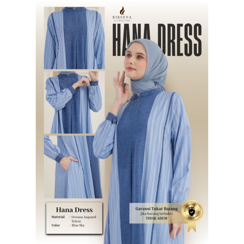 Kireeva Hana & Elena Dress series - Sky Blue - Moody Blue/ Gamis Kireeva Terbaru