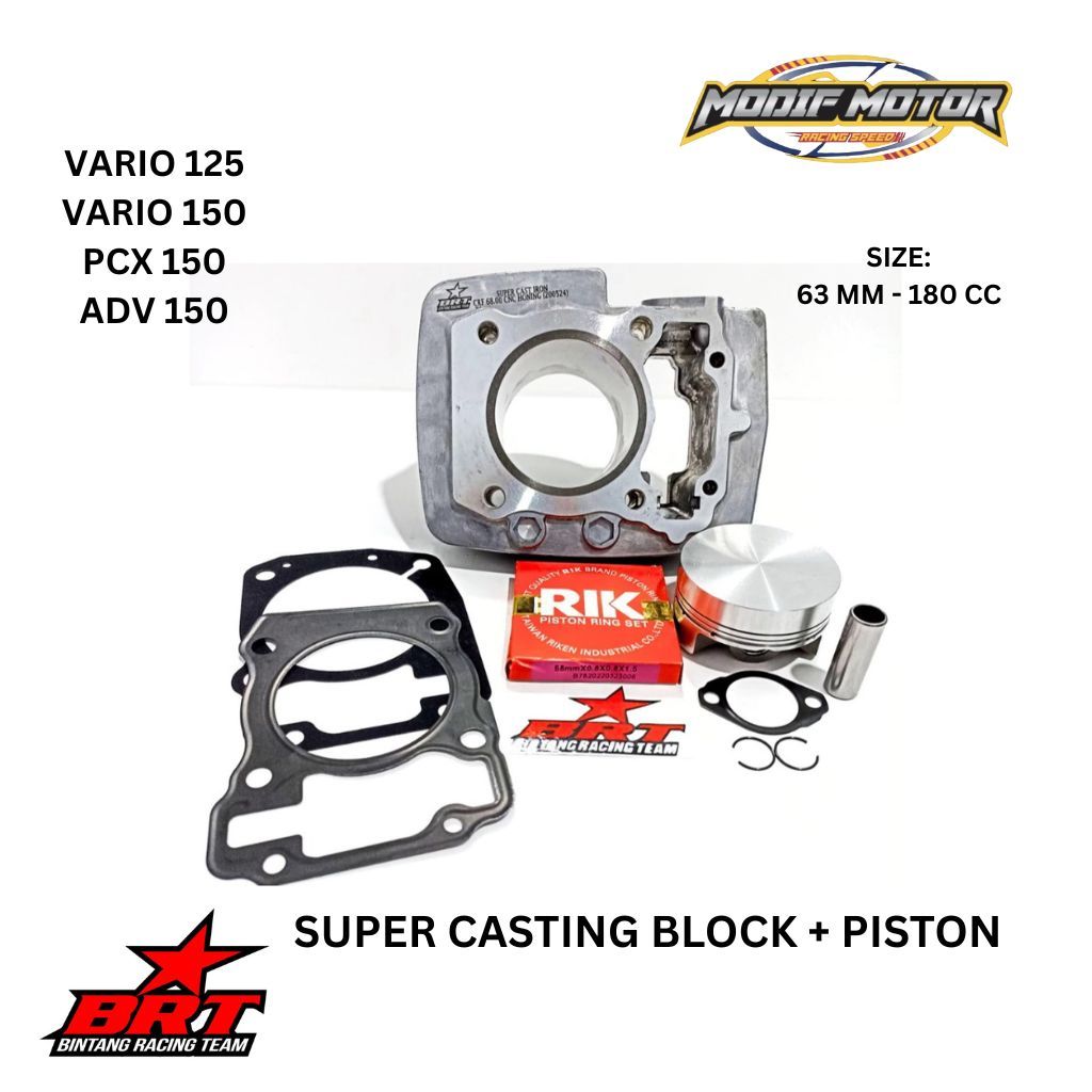 BRT Blok Cast Iron Double Cooler Piston Vario 125 Vario 150 PCX 150 ADV 150 62mm - 175cc
