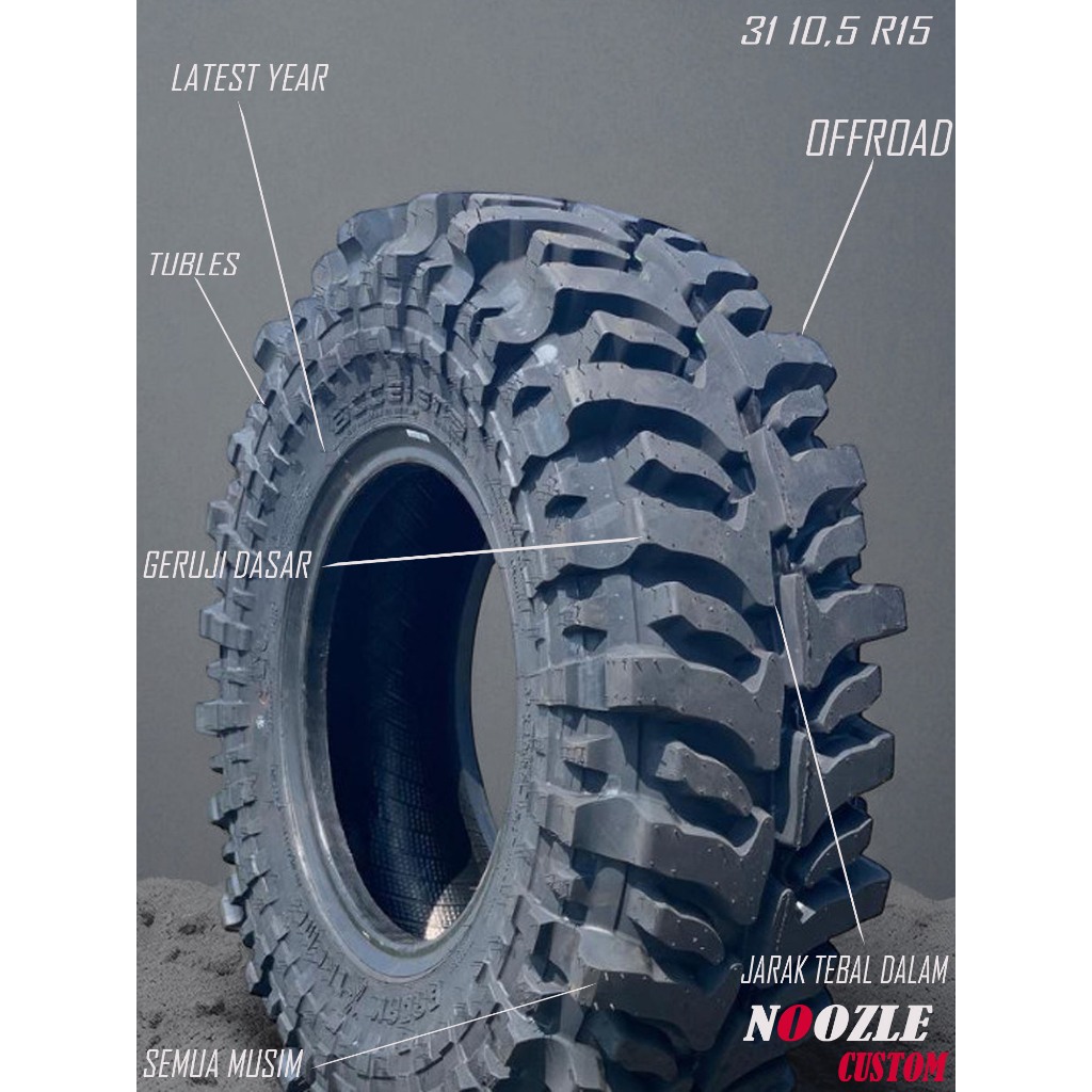 Ban Mobil Offroad R15 Ukuran Ban 31 R15 10,5 Ban Luar Tubles Kasar Ring 15 Badak Xtrime
