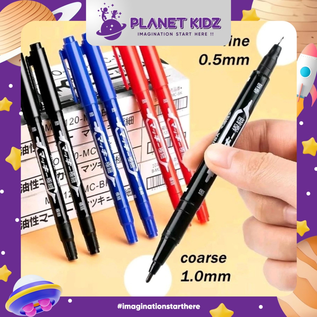 

PLANETKIDZ ATK50 Pulpen Spidol 2 in 1 Pena Marker Dua Fungsi Dual Tip