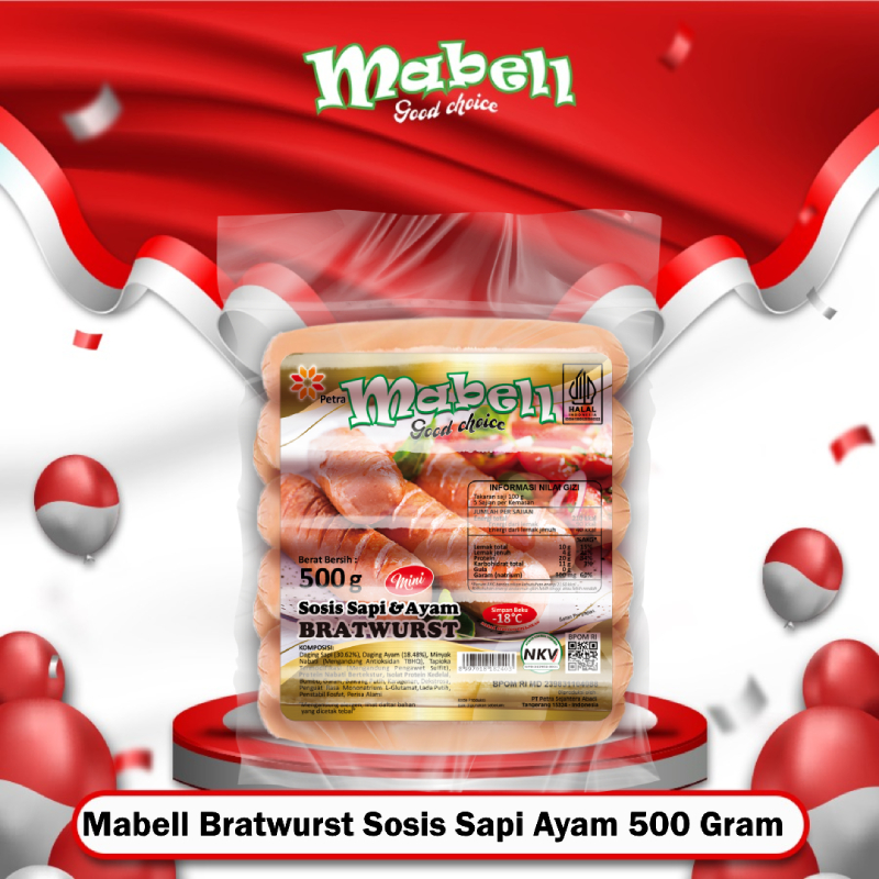 

Mabell Sosis Bratwurst Sapi Ayam 500 Gram