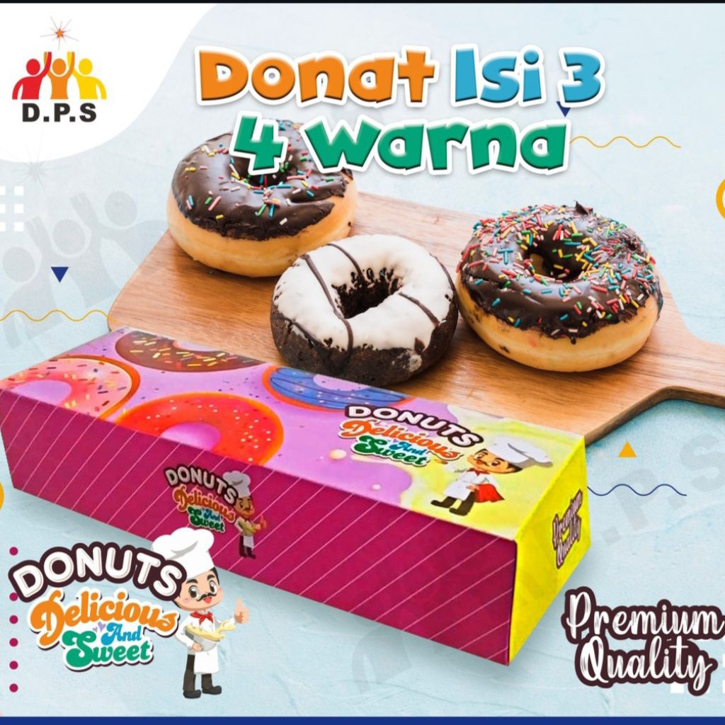 Dus Donat Isi 3 (10pcs) / Box Donat Untuk Isi 3 Donat