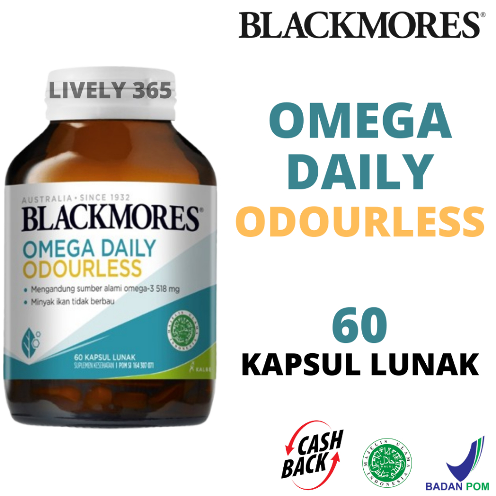 Omega Daily Odourless Omega 3 518 mg EPA DHA | Blackmores | 60 Kapsul Lunak