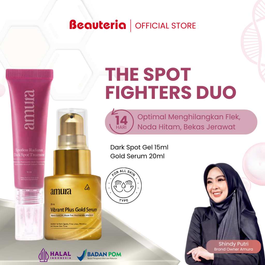AMURA Bundling Spotlees Radiance Dark Spot Gel & Gold Serum - Efektif Menghilangkan Flek dan Kerutan