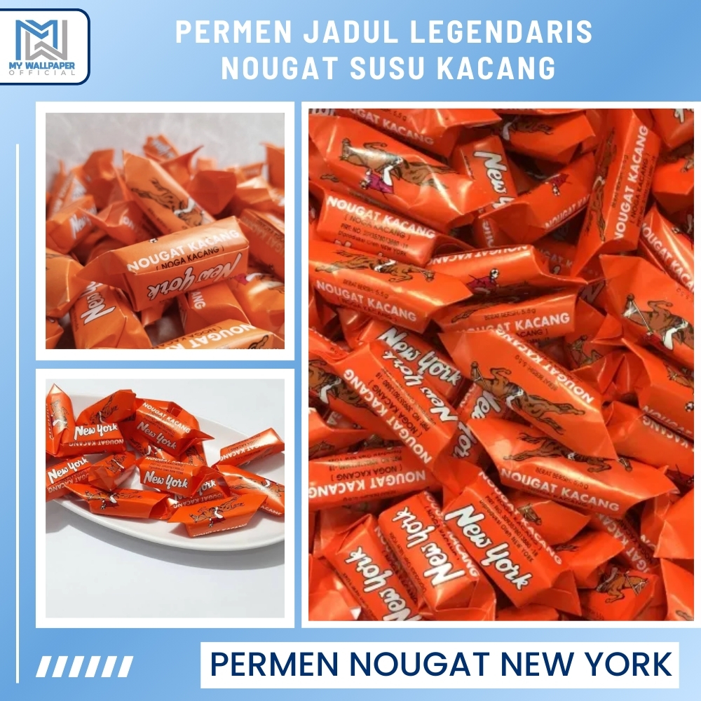 

Permen Susu Nougat Kacang Perme New York Kuda Cashew Noga Pemen Jadul Oren Candy Kemasan 100 Gram