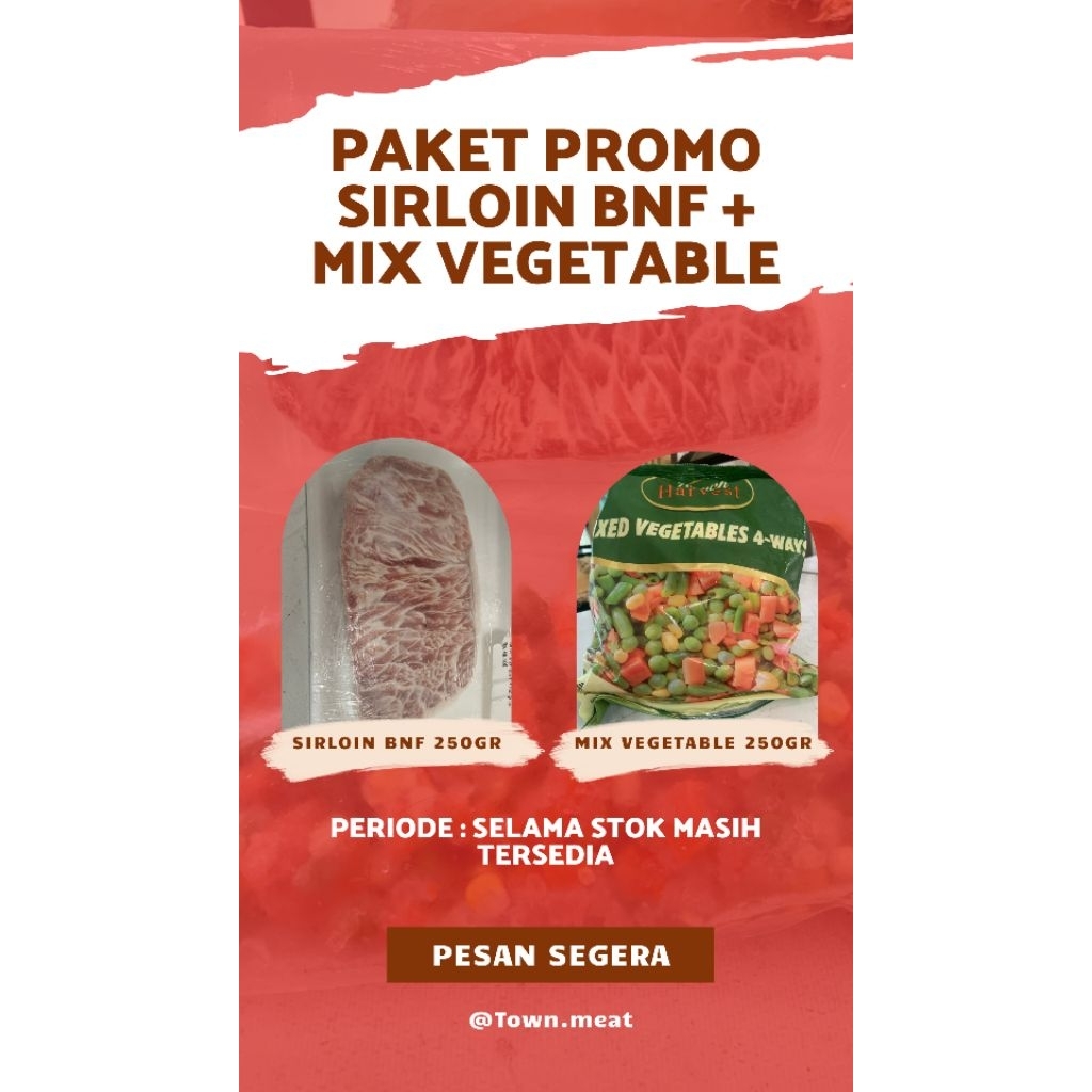 

Bundling sirloin meltique premium + mix vegetable (250gr)