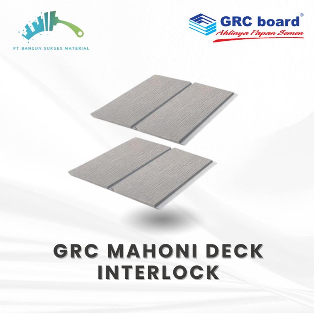 GRC Mahoni Deck Interlock 20mm x 300mm x 3M Original - Papan Semen Lantai Decking Motif Kayu