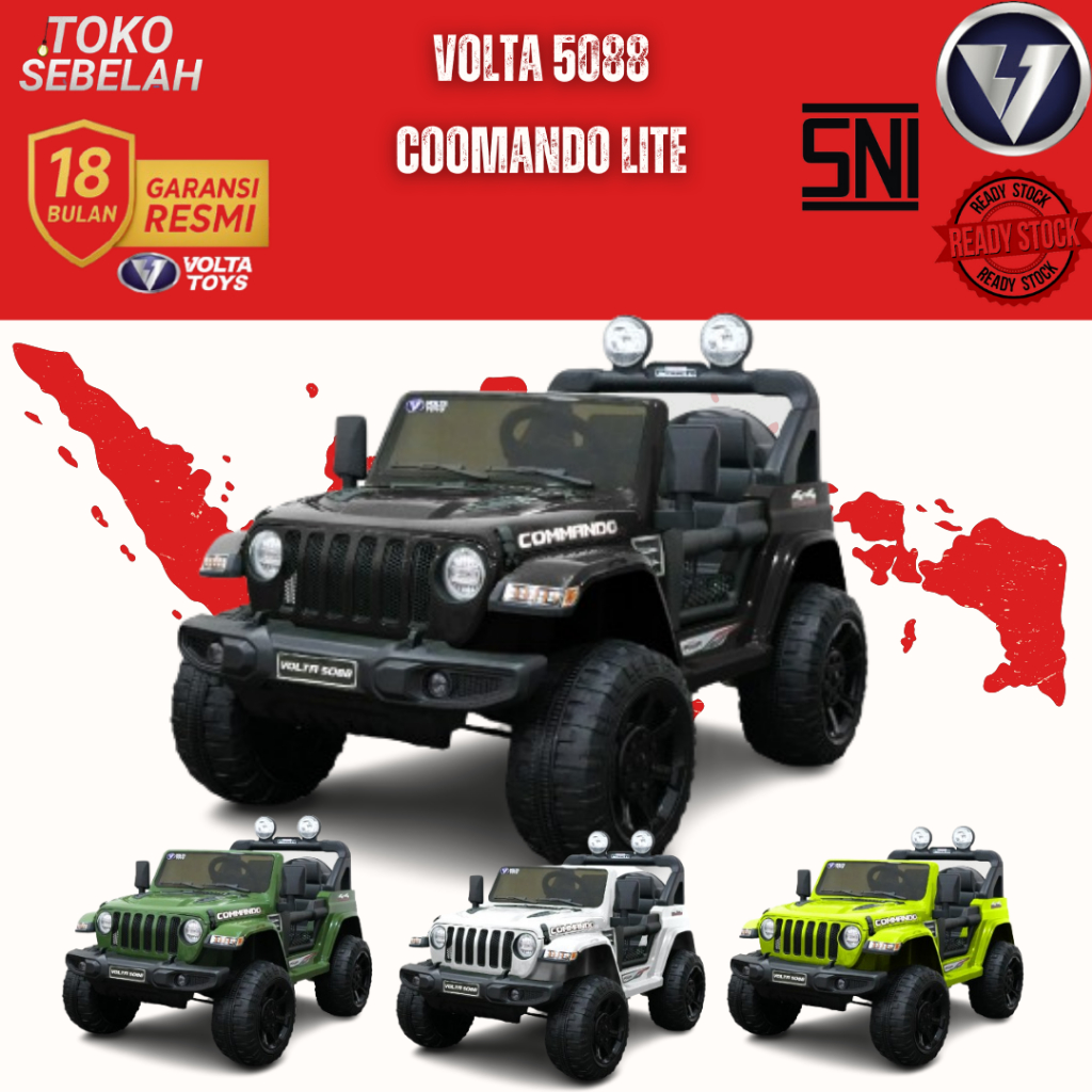 Mainan Mobil Aki Anak Commando Lite SHP VOLTA 5088 KOmando Ban Plastik Mainan Anak Mobil Aki  - Hija