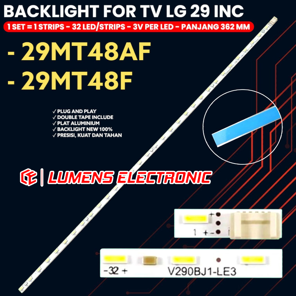 BACKLIGHT TV LED LG 29 INCH 29MT48 29MT48F 29MT48AF 29MT LAMPU BL SMD 32K 32LED 29MT V290BJ1-LE3