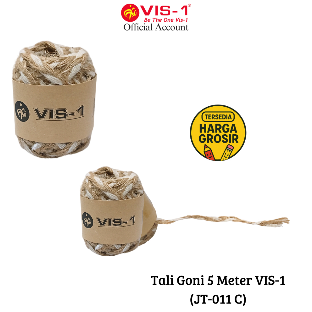 

VIS-1 Tali Goni JT-011C / Tali Rami / Jute Ribbon coklat putih / Tali Craft panjang 5M
