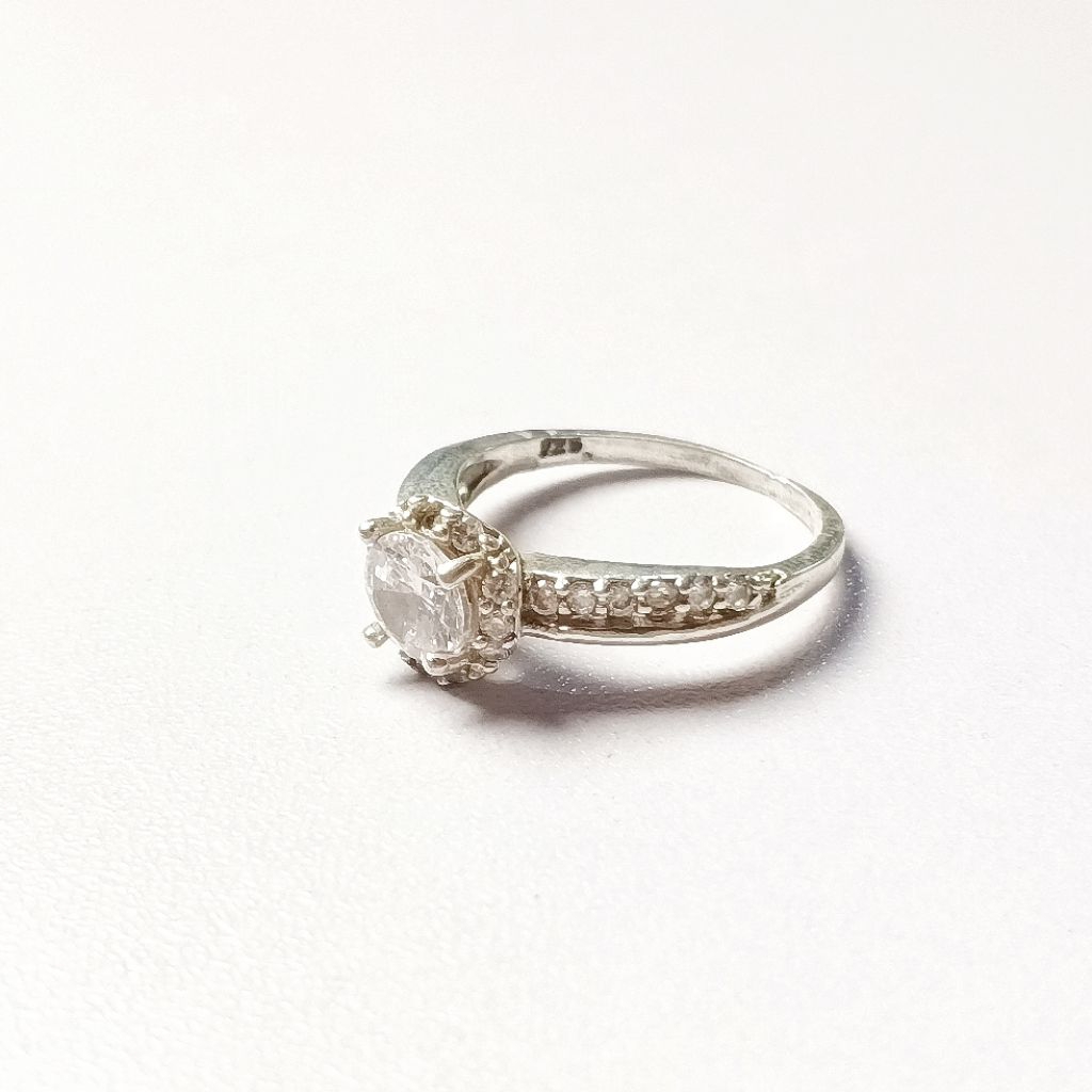 Cincin Permata Mata 1/Cincin Perak Permata/Cincin Perak 925/Perak Asli 925/Lapis Emas Putih