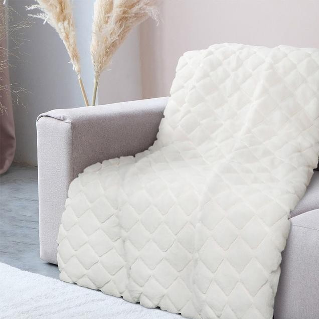 127X152 Cm Demi Selimut Throw Faux Fur - Putih Informa