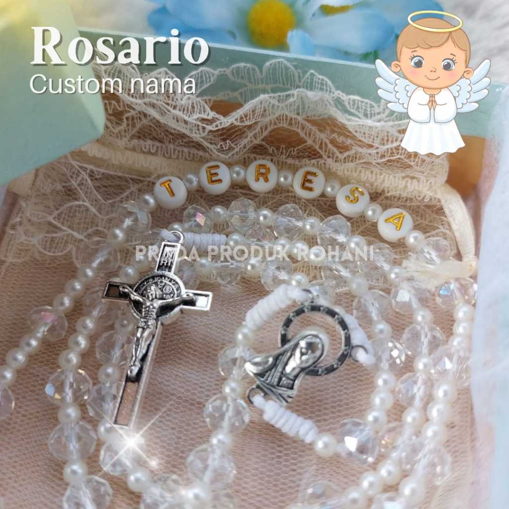 Rosario Custom Nama/Rosario Crystal 8mm//Rosario mutiara/Rosario Katolik