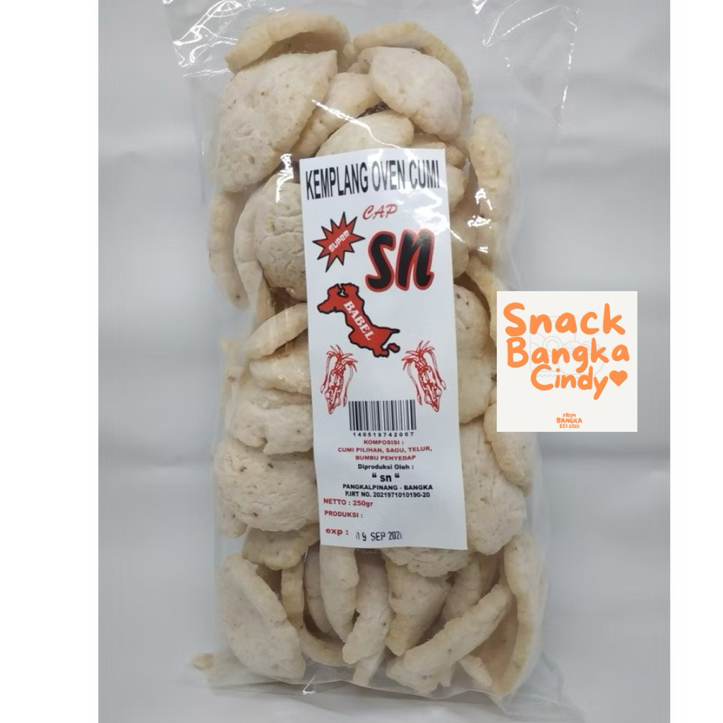 

Kerupuk Kempelang Cumi Oven SN Bentuk Besar Snack Bangka