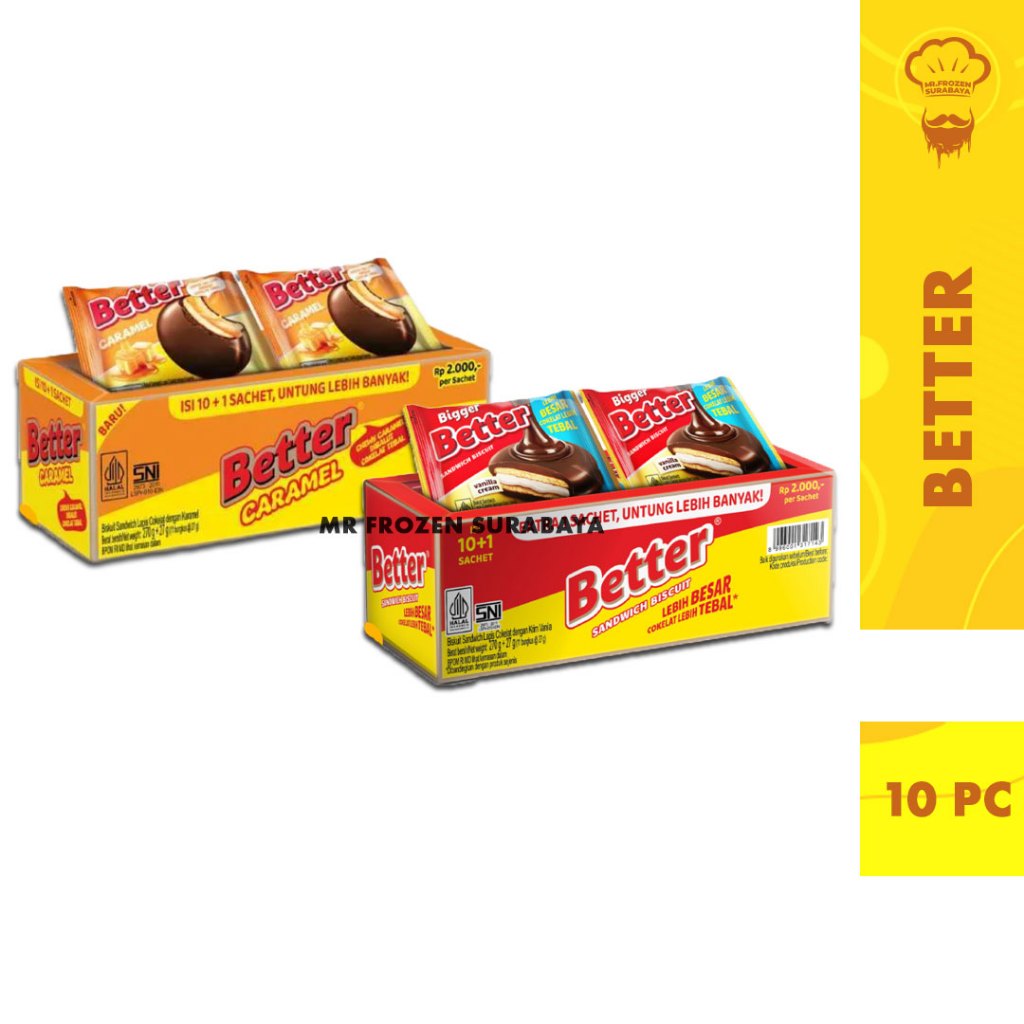 

Better Biscuit Sandwich Bersalut Coklat Kemasan Box isi 10pc