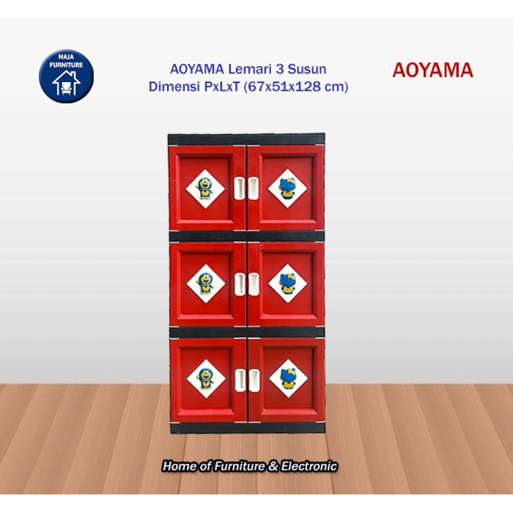 Lemari Plastik AOYAMA 3 Susun | Lemari Kabinet 3 Susun | Lemari Boneka