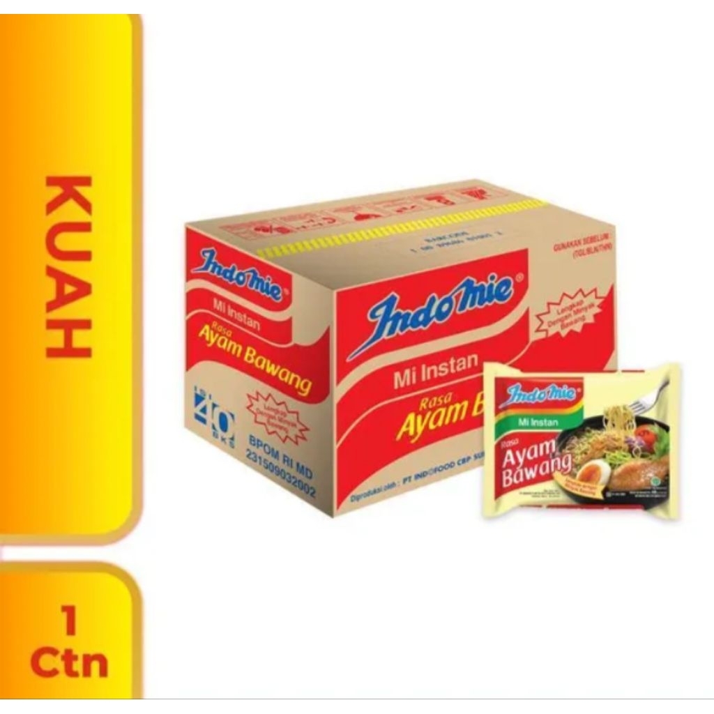 

Indomie Ayam Bawang Mie Instan 69 gram [ 1 Dus Isi 40 Pcs ]