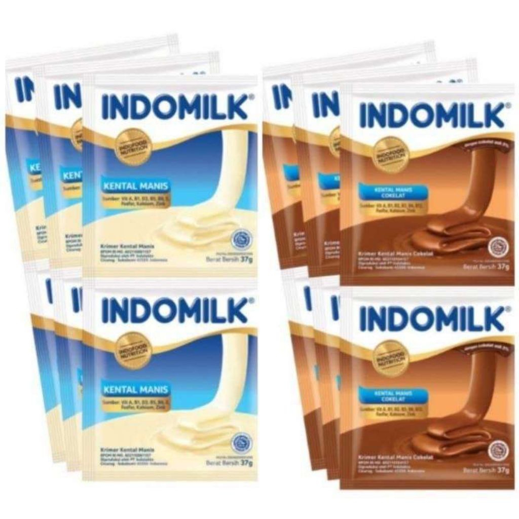 

INDOMILK krimer kental manis putih dan coklat 1 renceng isi 6pcs