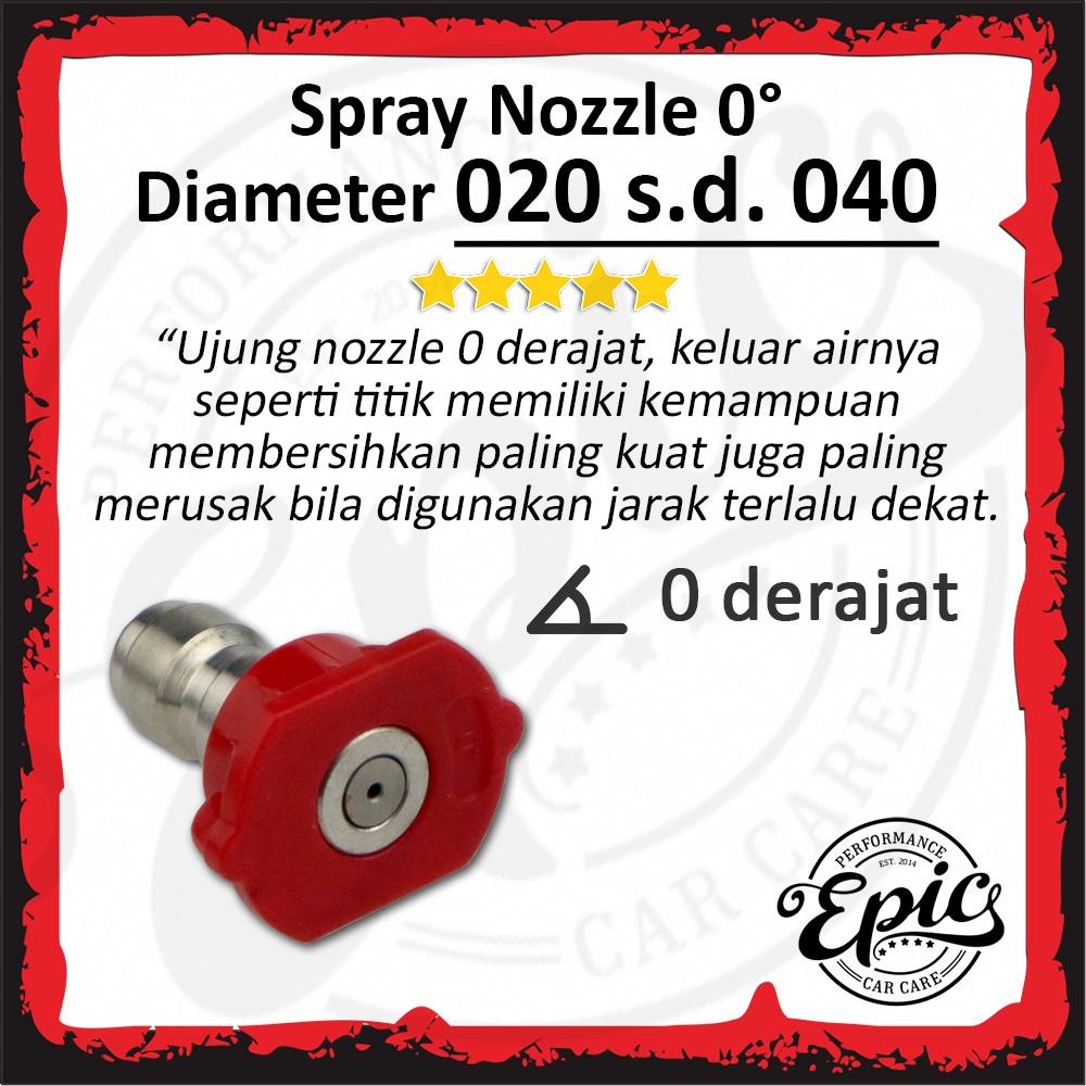 Nozzle Jet Cleaner Merah 0 Derajat Quick Release  Jet Cleaner Nozzle Sprayer Nozzle Semprotan Air No