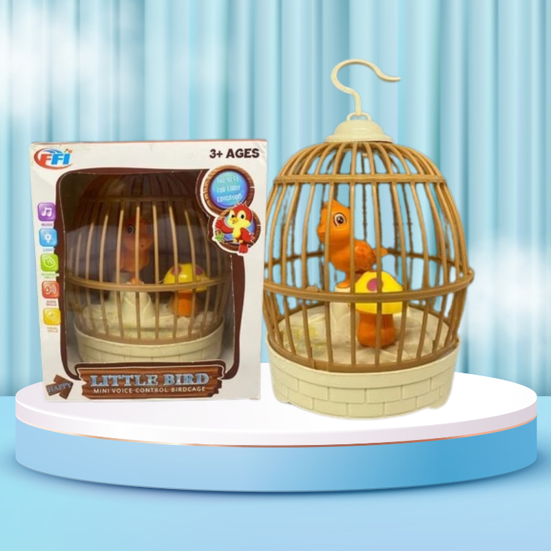 (COD) MAINAN ANAK LITTLE BIRD CAGE WOOD BEO BURUNG DALAM SANGKAR SENSOR SUARA TEPUK TANGAN MUSIK SNI