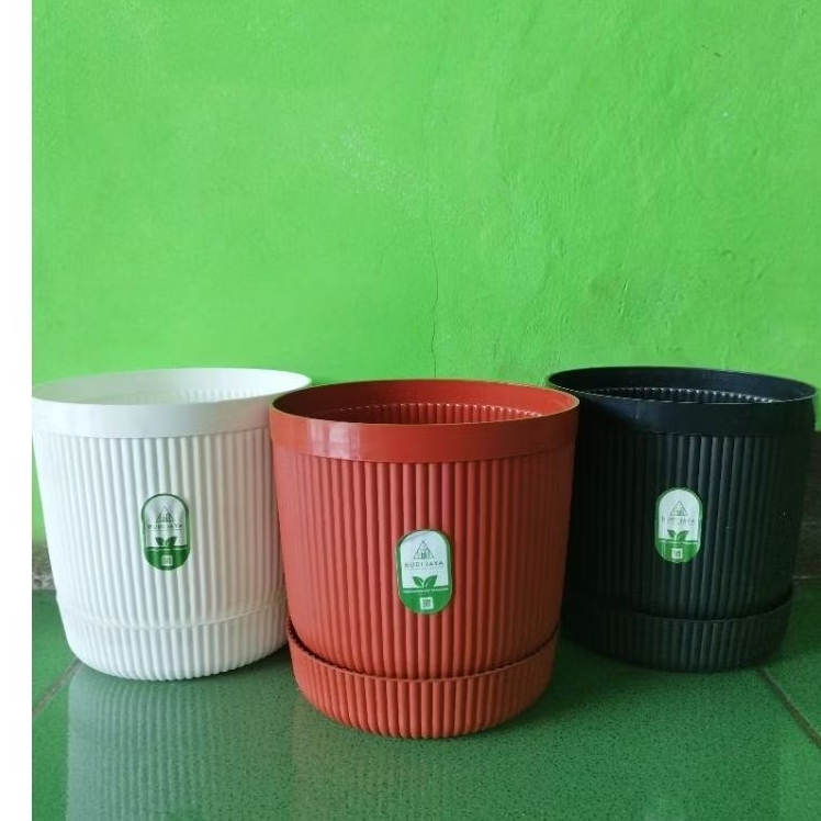 pot bunga Krisan 16 pot Budi jaya plastik warna putih coklat dan hitam