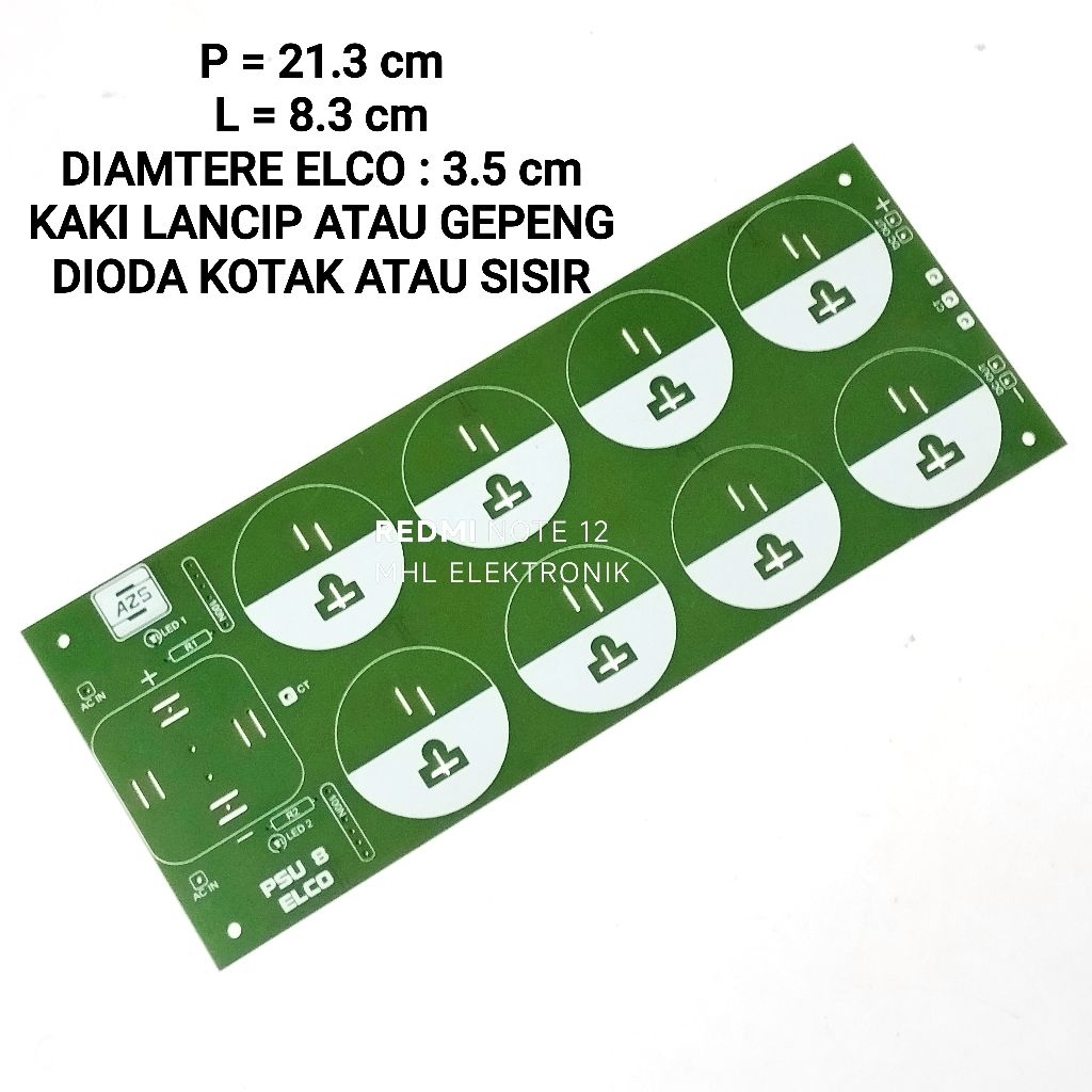PCB PSU 8 Elco Dioda Bridge Model kotak ataupun sisir
