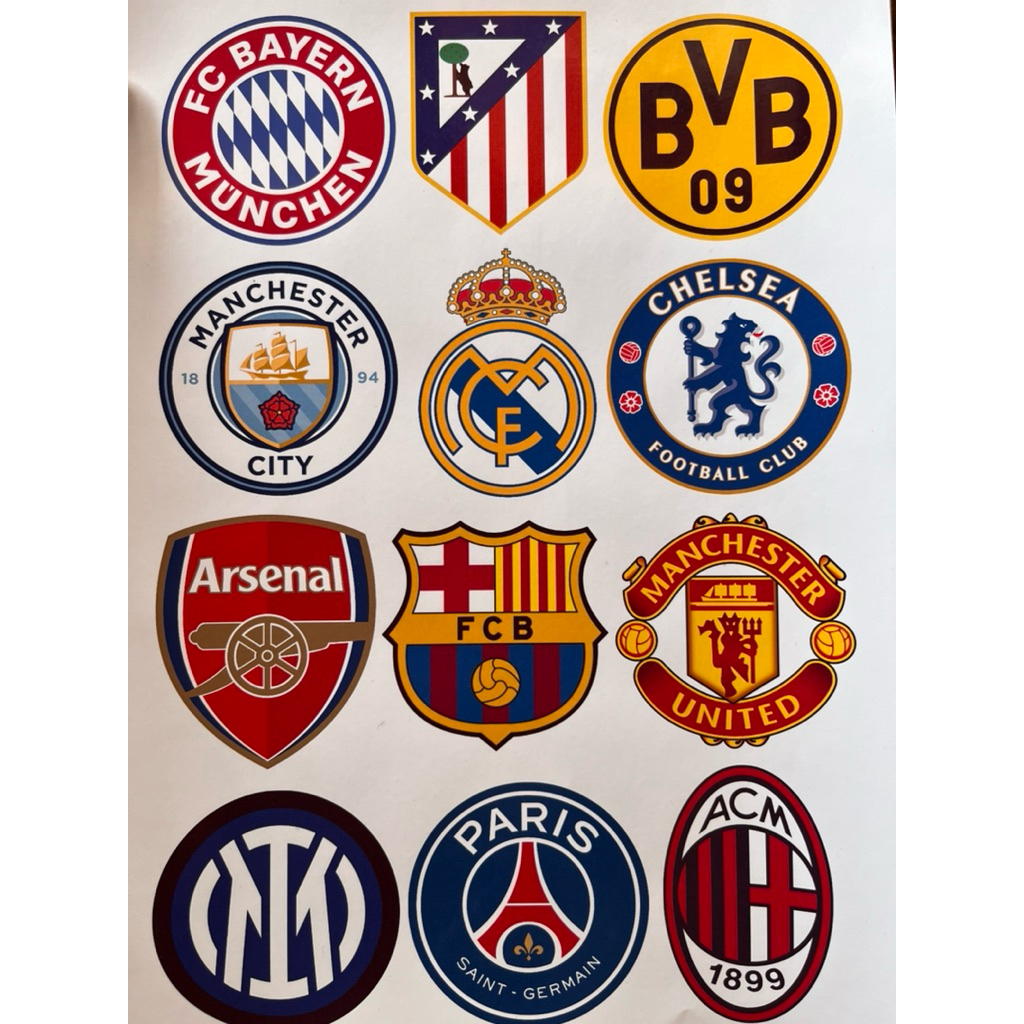 

sticker logo klub bola eropa dan liga indonesia bisa request logo club