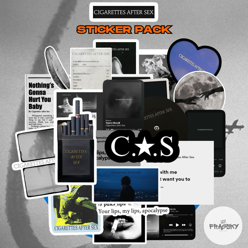 

Fragsky - 20&25 Pcs Sticker Spesial Series CigarettesAfterSex Band Artist Pack | Stiker Premium Laminasi Doff&Glossy Kiss Cut Anti Air Anti Luntur | Stiker Aesthetic Skena Kalcer Estetik Dekorasi HP Laptop Helm Paper Stationery