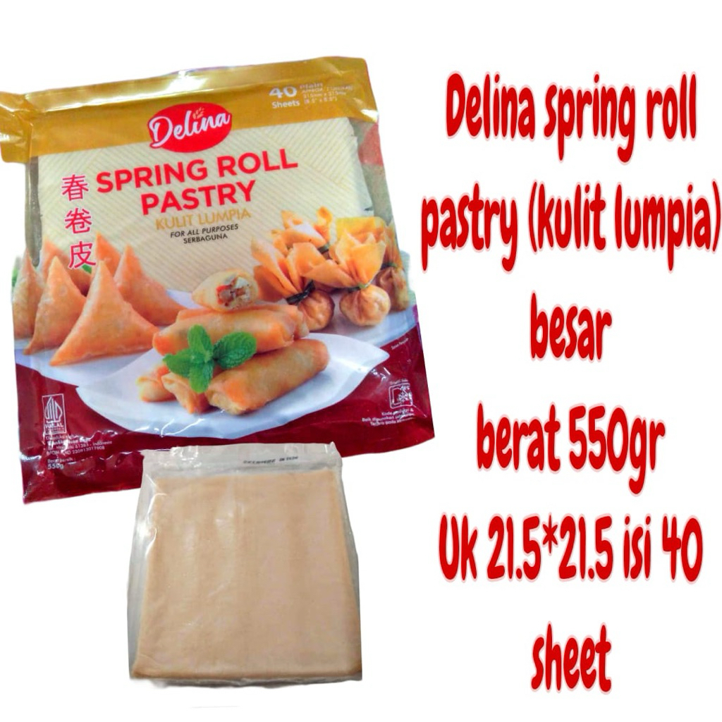

Delina spring roll pastry / kulit lumpia 21.5 x 21.5 isi 40