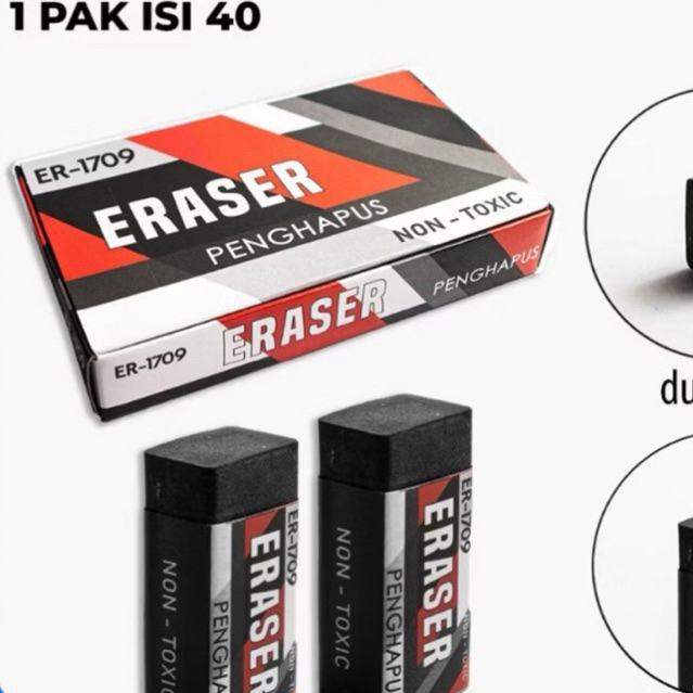 

Squeezy Penghapus Eraser Kecil Hitam Murah ER 1709 - 1 PACK ISI 40 PCs