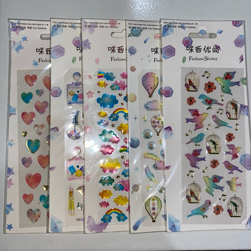 

Sticker love rain rainbow bird timbul (SEALED)