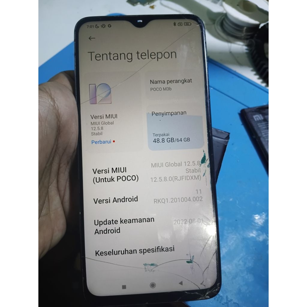 LCD + FRAME Poco M3 Minus Tc Retak Masi Original