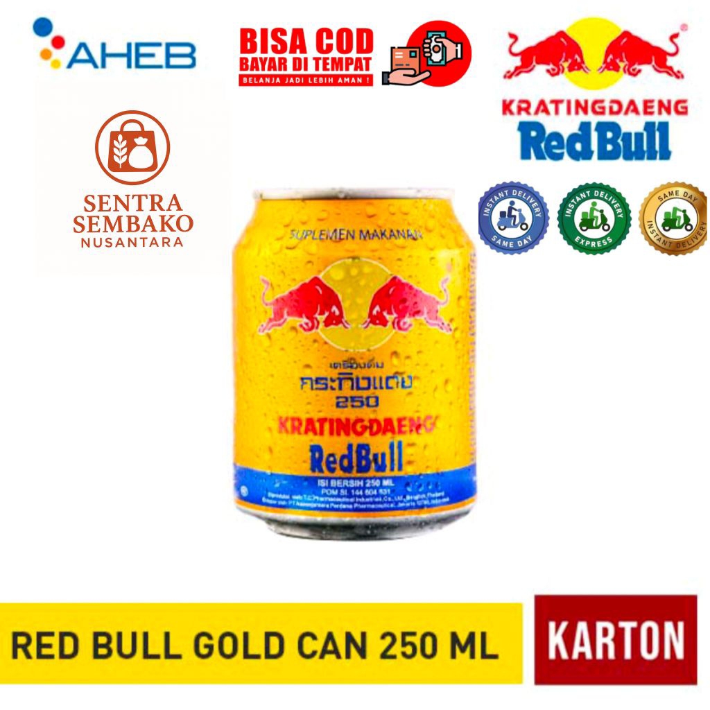 

Red Bull Gold Can 250ml – 1 Kaleng Minuman Energi Original | Packing Aman | Halal | BPOM | Segel Pabrik | Garansi Pecah