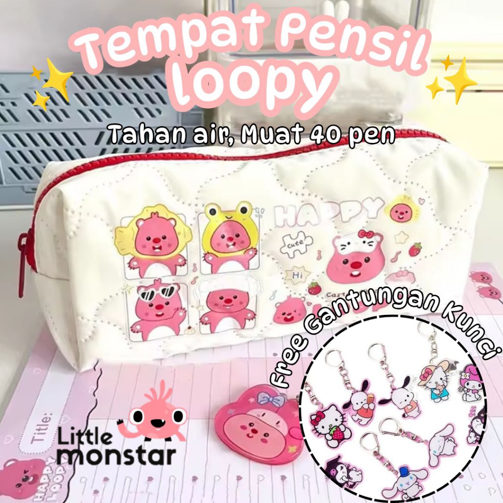 

Tempat Pensil Loopy Karakter Lucu Tahan Air Muat 40 Pen Free Gantungan Kunci